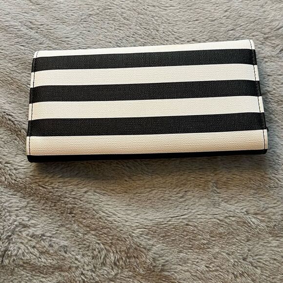 Kut from the Kloth Black & White Stripe Three Fold Long Wallet - Picture 8 of 10